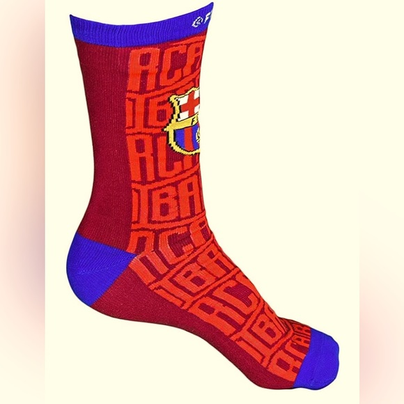 NWT MACCABI ART Official Pair of FC Barcelona Tri-Blend Red Crew Socks Size 9-13 - Picture 1 of 6